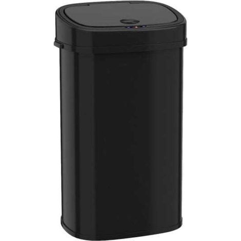 Pour la maison : ouverture sans contact pratique, poubelle automatique tri sélectif 58L en métal noir à capteur infrarouge (1/5)