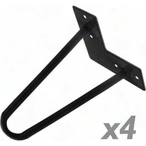 Pieds de table monoblocs en acier noir, 25 cm, adaptés aux meubles et aux fournitures de bureau, avec 2 supports. (1/4)