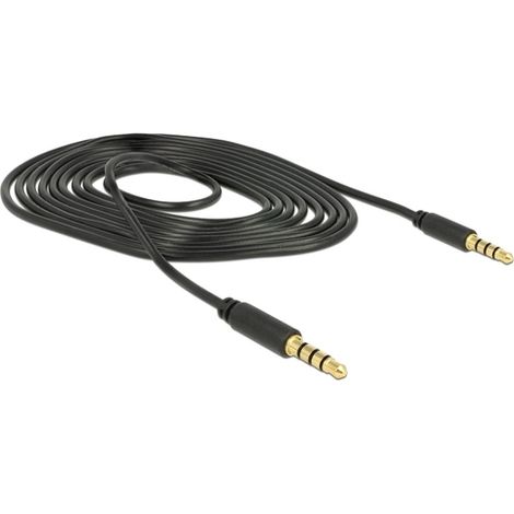 Câble audio/vidéo Jack 3,5 mm 4 pôles AWG24 / noir - 2 mètres (1/2)