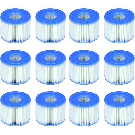 Intex 29001E Lot de 6 Cartouches de Piscine PureSpa Type S1 faciles à Installer (12 filtres) 2, 1 Paquet Bleu