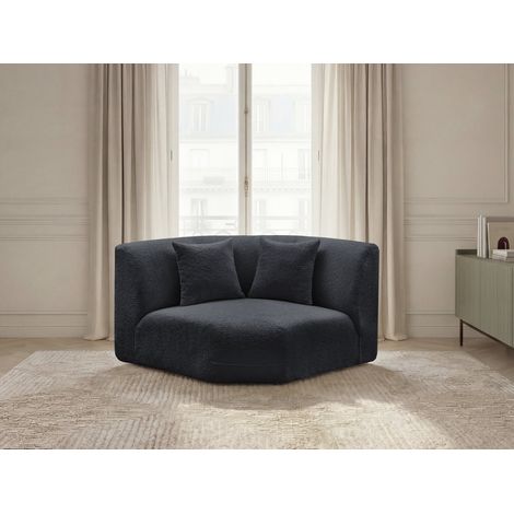 BOBOCHIC - Grand angle pour canapé modulable ANDA tissu chenille Noir (1/5)