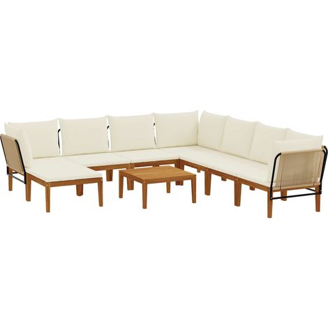9 uds. Madera de Acacia Sólida y Cuerda Natural vidaXL (1/5)