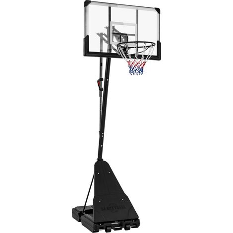 Panier de Basketball sur Pieds avec Hauteur Réglable 150-305 CM Support de Basket à Roulettes avec Panneau Arrière Incassable de 112cm en PC (1/2)