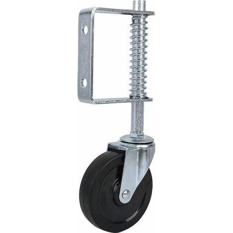 Roulette Portail Battant, Roue pour Portail Battant, Support de Roue de Porte de 4", Capacité de Charge Résistante de 220lbs, Roue à Ressort de Porte en Caoutchouc pour Portes de Ferme en Bois-QttvbTn (1/4)