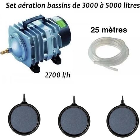 Set aérateur bassin de jardin de 3000 à 5000 l. 3 bulleurs disque PREMIUM (1/5)