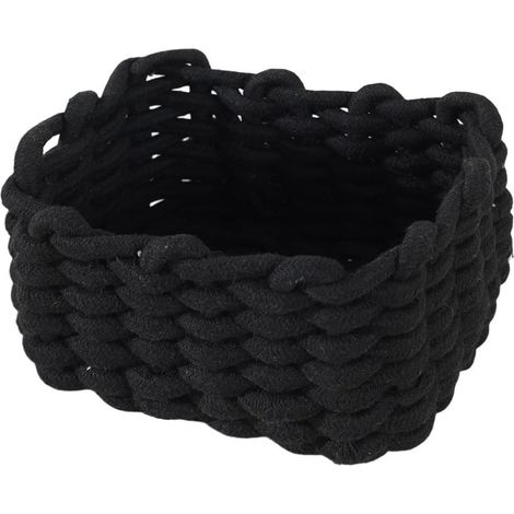 Panier de Rangement en Corde de Coton Organisateurs de Paniers de Rangement Rectangulaires Naturels DéCoratifs Pour Chambre de BéBé, Chambre à Coucher, Salon, Noir, Small