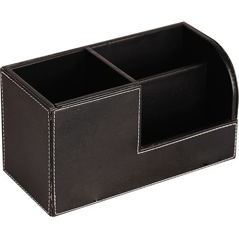 Schreibtisch-Organizer – Stiftehalter und Fernbedienungsablage – PU-Leder – 20,5 x 11 x 9,5 cm – 1 Stück (1/5)