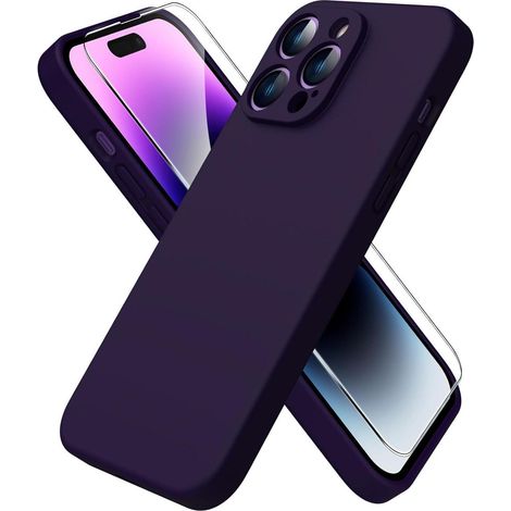 Handyhülle iPhone14ProMax Panzerglas Schutzfolie Dunkelviolett (1/5)