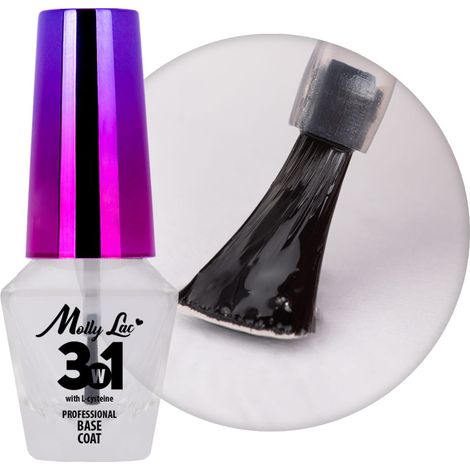 MollyLac Base coat 3 in 1 per smalti classici Trasparente 10 ml (1/2)