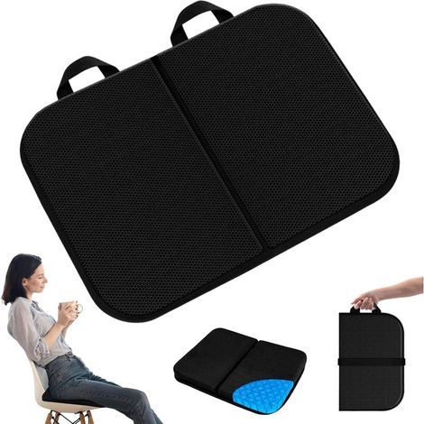 Coussin de Siège en Gel, Coussin de Siège d'avion Portable, Coussin de Siège en Gel Épais pour Les Longues Assises, Coussin de Chaise avec Soulagement de la Douleur au Dos et à la Taille (1/5)