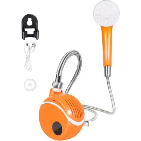 Ducha portátil - Ducha de camping - Lavado al aire libre - Bomba impermeable - Manguera de 1,5 metros - Naranja (1/5)