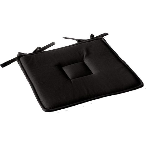 Galette de Chaise Uni "Panama" 40x40cm Noir