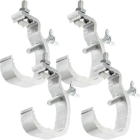 4 pinces de fixation pour luminaires, robustes, en aluminium, avec crochet de serrage.-12.00X7.00X2.00CM-Silver (1/4)
