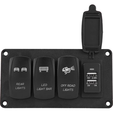 Interrupteur Double 12/24V 3 Boutons + Feux Arrière LED Barre 4x4 Rampe Travaux 3,4A Chargeur Voiture (1/5)