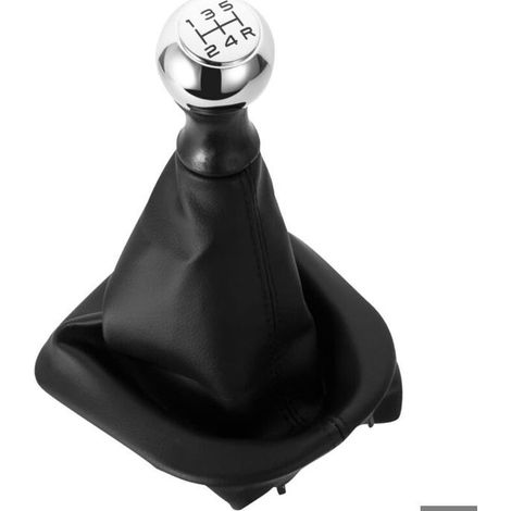 Pommeau de levier de vitesse + soufflet compatible Peugeot 207 307 308 607 608 Citroën C3 C4 C5 - Noir (1/5)