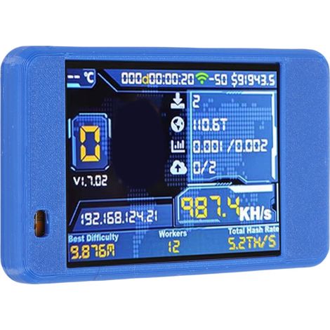 Bitcoin-Miner mit USB-Anschluss, Plug & Play, Bluetooth und WLAN, 1060 kH/s, 2,8-Zoll-Display, Solo-Lotterie-Miner für Bitcoin-Enthusiasten, Blau (1/5)
