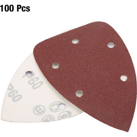Ortviai Disque abrasif triangulaire en alumine 5 trous, 140 x 140 x 90 mm, grain 60, lot de 100 (1/5)
