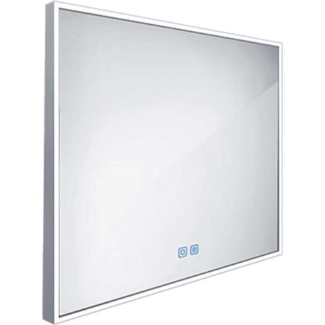 Nimco Specchi - Specchio con illuminazione LED, 80x70 cm, sensore touch, alluminio ZP 13003VX