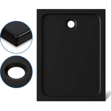 Wolketon Receveur de douche rectangulaire en acrylique 120 x 90 cm, noir mat, hauteur 4 cm, évacuation Ø 90 mm (1/5)