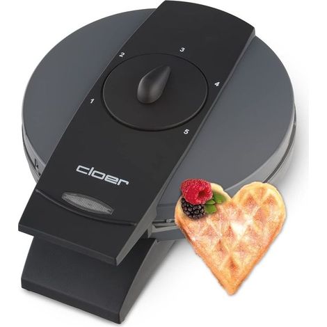 Cloer 1625 Macchina per Waffle a Cuore 930 W piastra antiaderente doratura regolabile colore Grigio (1/2)