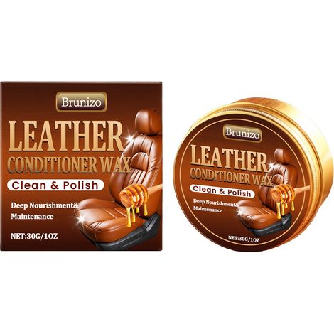 Cire nourrissante pour cuir, idéale pour l'intérieur des voitures et les sièges en cuir : élimine les taches, ravive la brillance et prend soin du cuir. – 30 g (1/5)