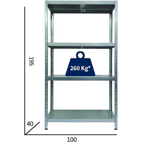 Scaffale Grima incastro grigio 195 x 100 x 40 cm