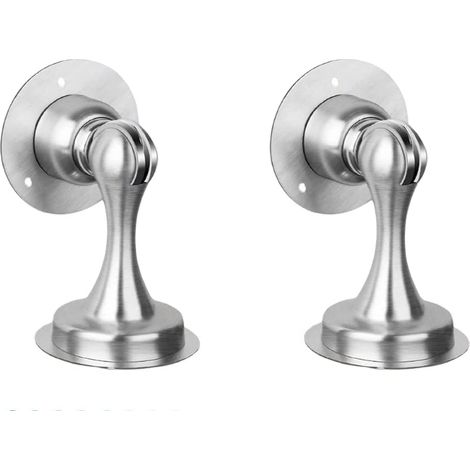 Butée de porte en acier inoxydable robuste, magnétique, en acier brossé satiné (2 pièces)