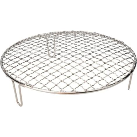 Filet rond en métal anti-adhésif et résistant à la chaleur pour barbecue, camping en plein air, pique-nique, argent, bloc chauffant, chauffage uniforme (25 cm) (1/5)