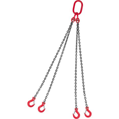 Mophorn Polipasto de Cadena con Eslinga de 4 Ganchos, 6,3 mm x 1,5 m, Fabricado en Aleación de Acero G80 Resistente, Capacidad de 2993 kg, Dimensiones: 1780 x 295 x 50 mm (1/5)