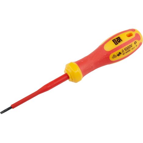 Tournevis RS PRO, Pointe , pour vis Fendu 0,4 x 2,5 mm type Isolé, 75 mm ( Prix pour 1 ) (1/3)