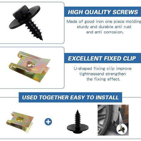 Lot de 40 écrous en tôle, Assortiment de vis, Clips de fixation, Assortiment Agrafes de Carrosserie, Ecrou Cage Voiture, U-Nuts de Panneau de Porte de Voiture, Pour voiture Lot de 40 écrous en tôle, Assortiment de vis, Clips de fixation, Assortiment Agrafes de Carrosserie, Ecrou Cage Voiture, U-Nuts de Panneau de Porte de Voiture, Pour voiture
