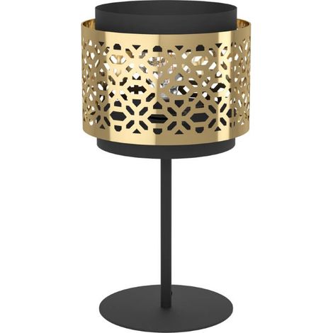 Lampe de table sablebach en acier noir, laiton E27 1x40w h: 45 cm Ø24cm avec interrupteur de câble (1/3)