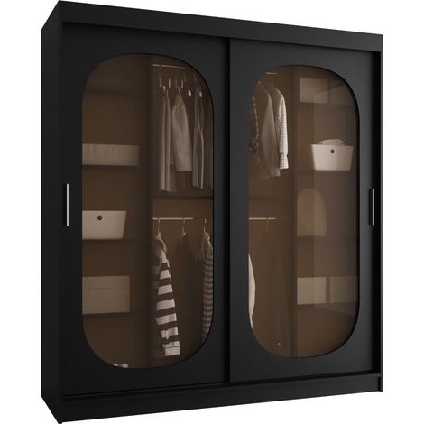 Armario Hartford 520, Negro, 200x180x62cm, Puertas de armario: Correderas, Número de estantes: 0
