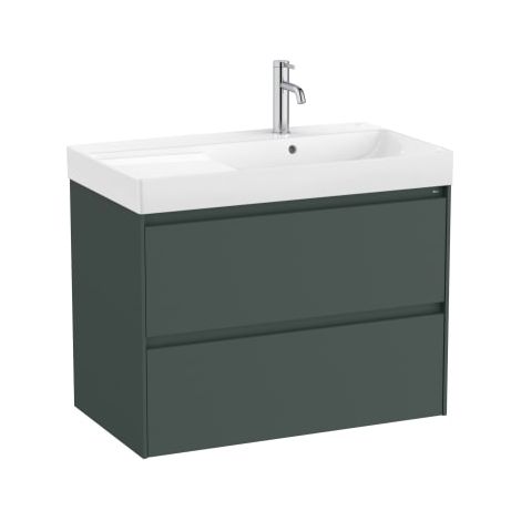 Pack Unik mueble de 2 cajones + lavabo ONA - ROCA Color: Verde mate - Posición del lavabo: Derecha