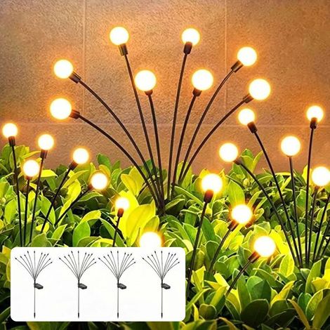 Tigrezy - 4 luces solares para jardín de 10 LED - 2 modos de luz - Resistente al agua IP65