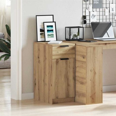 Bureau en Bois Massif Chêne - Table de Travail Artisanale 33x50x75 cm, Design Compact pour Petit Espace, Style Industriel Rustique (1/5)
