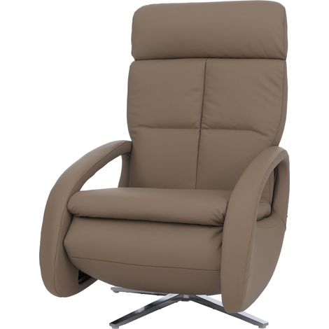 Relaxsessel HHG-804, TV-Sessel Liegesessel, Liegefunktion drehbar, elektrisch verstellbar Voll-Leder taupe