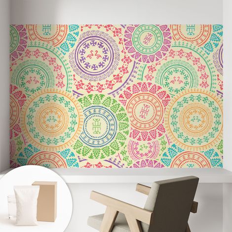 Papier peint intissé mural installation rapide du papier peint durable et résistante - Colle incluse gratuite Mandalas colorés 104x70 cm (1/5)