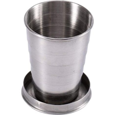 Gobelet de voyage pliable en acier inoxydable, portable, pour le camping et les voyages en extérieur. Gobelet pliable et rétractable (S) 75 ml (1/5)