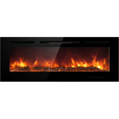 Camino elettrico caminetto da parete a incasso CHICAGO L101,6 x P14 x H54,6