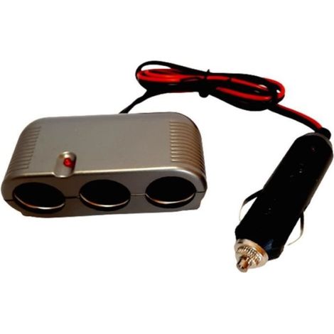 Triple prise allume-cigare 12/24V - HTC EQUIPEMENT - Avec prise Heavy duty et Cable rouge 80cm (1/2)