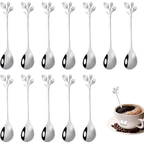 Cucharas de café / Cucharas de espresso, cucharas de postre, juego de minicucharas para fiestas, aptas para lavavajillas - 12 piezas (1/5)