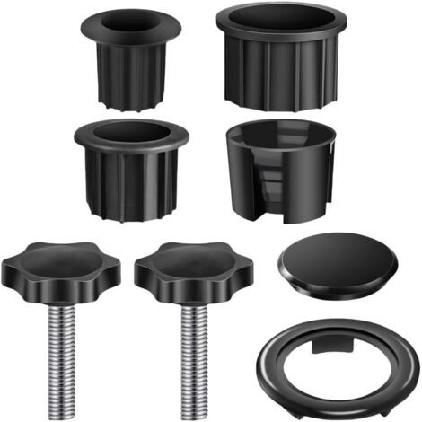 Kit de 8 pièces de rechange en plastique pour pieds de parasol - Pièces de rechange résistantes à l'usure - Avec anneau et vis - Pour la plupart des trous de parasol de plage, jardin, balcon (noir)