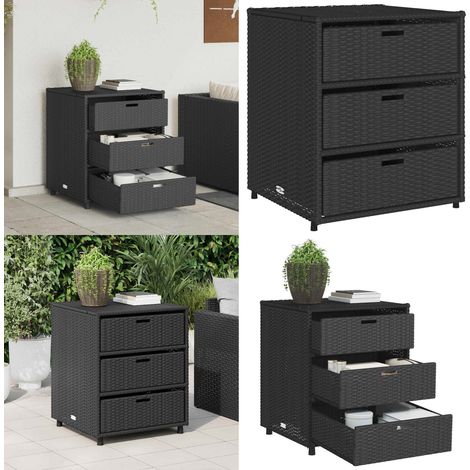 Gartenschrank Schwarz 55x59x69 cm Poly Rattan - Outdoor-Schrank - Gartenschrank - Stauraum - Gartenorganisation - Polyrattan - Home & Living
