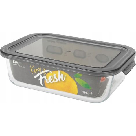 Contenitore per alimenti in vetro resistente al calore, grigio, 1,5 litri (1/5)