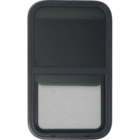 Fenêtre coulissante verticale 45x75cm - aluminium noir verre trempé 4mm - isolation phonique - pour camping-car caravane fourgon