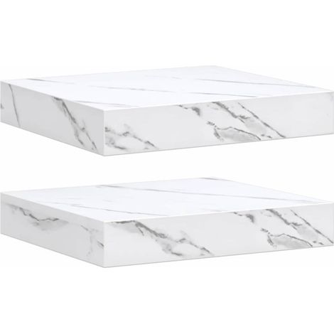Wall Shelf 2 pcs White Marble 23 x 23.5 x 4 cm Engineered Wood vidaXL