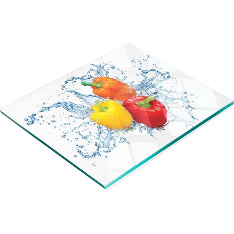 Tabla de cocina de vidrio templado con gr谩ficos decorativos de agua de piment贸n 60x52 cm (1/5)