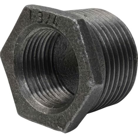 Réduction Simple Mâle/Femelle en Fonte Malléable Noire - Raccordement Pro ISO 7-1 Ø A: 1''1/4 Ø B: 1'' (1/2)