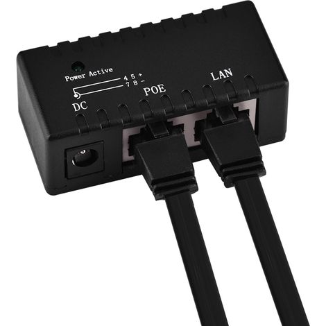 Injecteur Ethernet POE pour Réseau LAN, Adaptateur d'Alimentation Réseau Noir